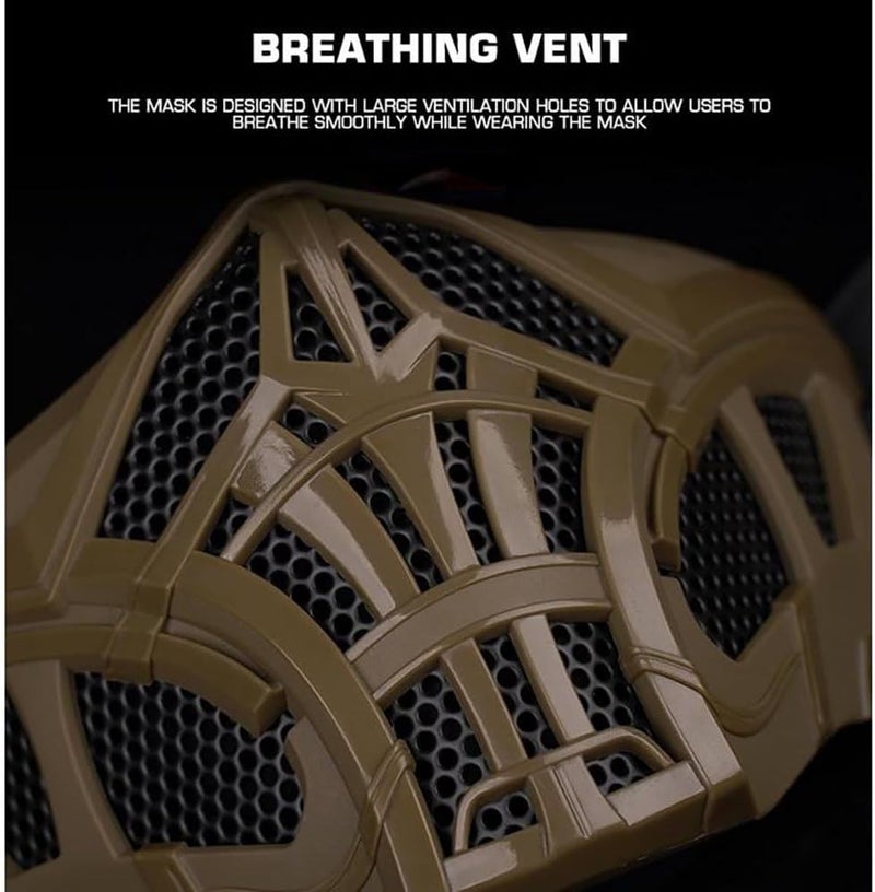 Hdlsina Airsoft Half Face Masks, Half Lower Steel Mesh Airsoft Protective Gear Breathable Silicone Lining Mesh Cover for Adult Men Women BBS Airsoft Shooting CS Survival Games - Image 5